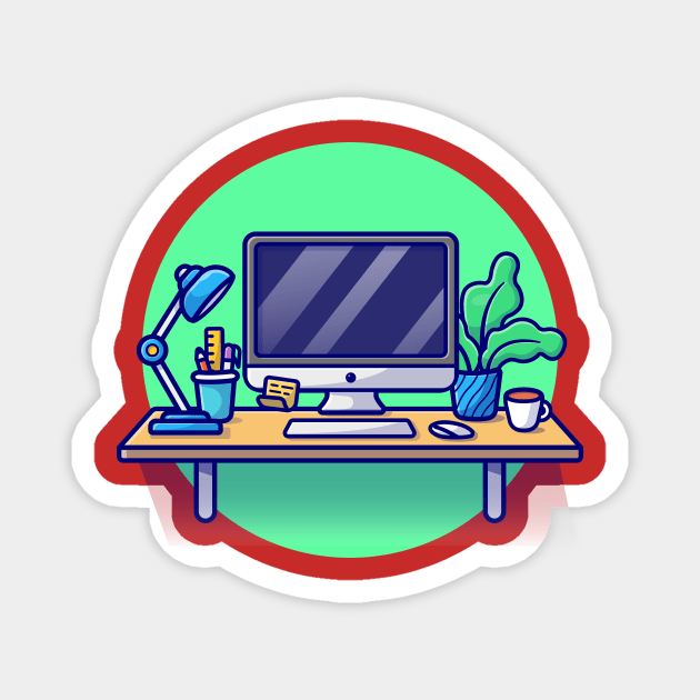 Workplace Cartoon Vector Icon Illustration Magnet by Catalyst Labs