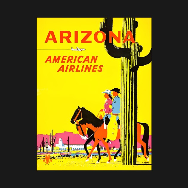 Vintage Arizona American Airlines Travel Art by tinaschoen