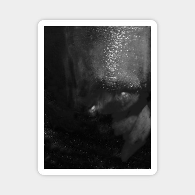 Portrait, digital collage, special processing. Weird. Alien mouth. Grayscale. Magnet by 234TeeUser234