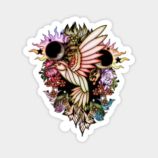 Beautiful fantasy bird and flowers Magnet