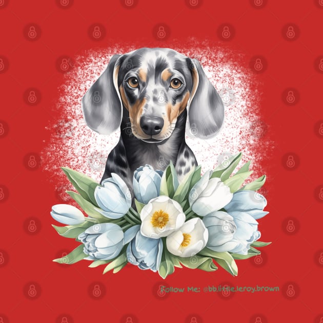 Valentine Grey Dachshund Flowers by Long-N-Short-Shop