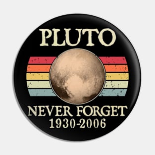 Vintage Never Forget Pluto, Retro Style Funny Space, Science Pin