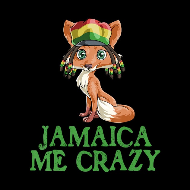 Jamaican Me Crazy Flag Fox T shirt Hair Funny Reggae Gift by jrgenbode