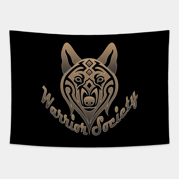 Warrior Society (Wolf) Tapestry by melvinwareagle