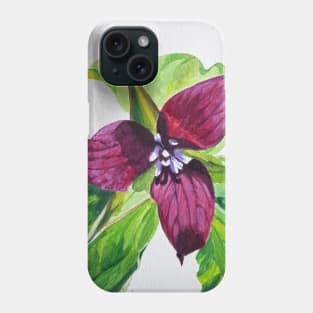 Red Trillium - Wildflower Painting Phone Case