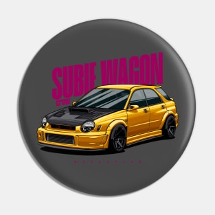 Subie Wagon (yellow) Pin