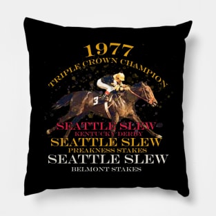 Seattle Slew Wins the 1977 Triple Crown Horse Racing Design Pillow