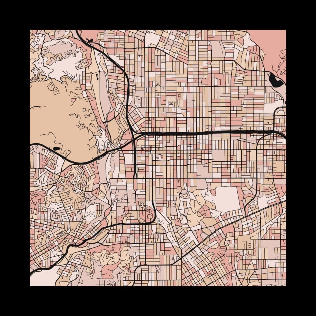 Pasadena Map Pattern in Soft Pink Pastels by PatternMaps