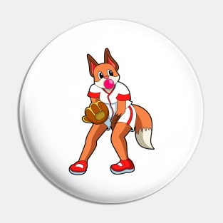 Fox at Baseball with Baseball glove Pin