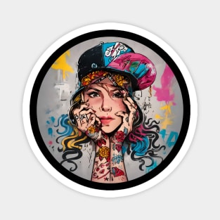 Graffiti Girl with cap Magnet