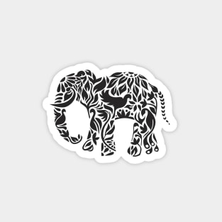 Flourish Elephant in Black Magnet