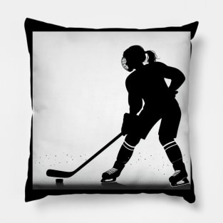 Hockey player with puck Pillow