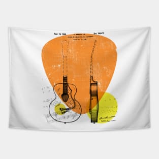 Vintage Retro Acoustic Guitar Design for musicians Tapestry