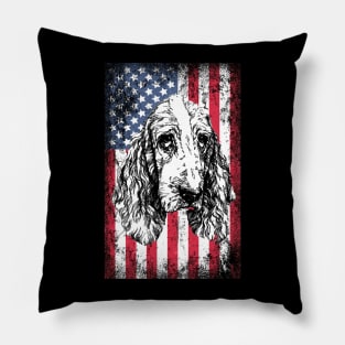 Patriotic Basset Hound American Flag Pillow