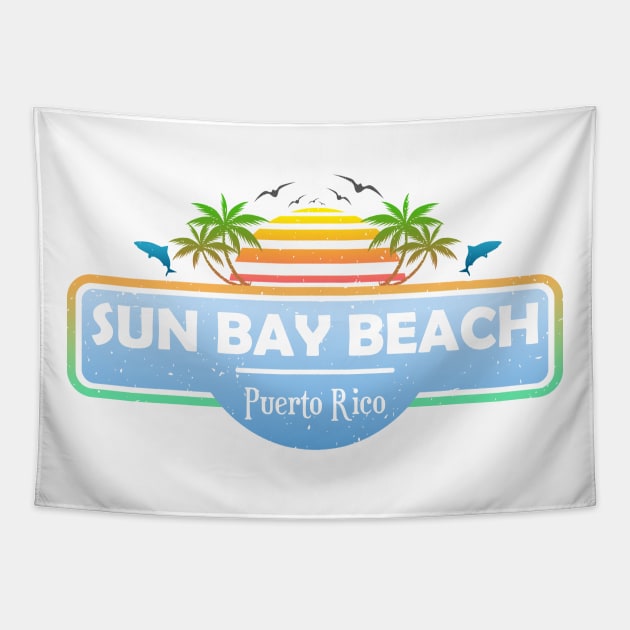 Sun Bay Beach Puerto Rico, Palm Trees Sunset Summer Tapestry by Jahmar Anderson