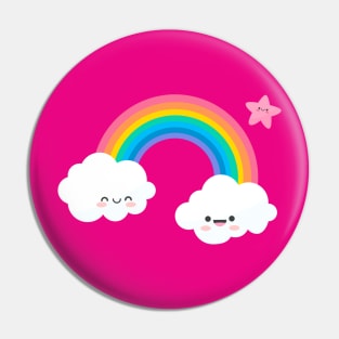 Cute Rainbow with Clouds Pin