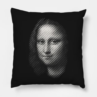 Mona Lisa in Diagonal Stripes Anamorphic Pop Art Pillow