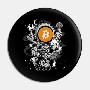 Astronaut Skate Bitcoin BTC Coin To The Moon Crypto Token Cryptocurrency Blockchain Wallet Birthday Gift For Men Women Kids Pin