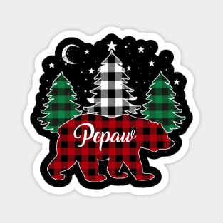 Pepaw Bear Buffalo Red Plaid Matching Family Christmas Magnet