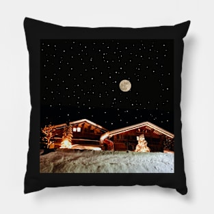 Swiss Winter Chalet Pillow