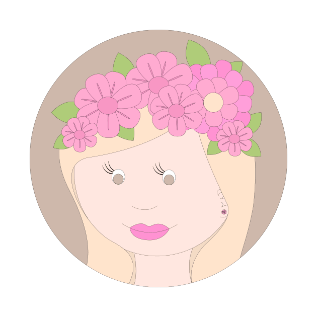 Girl With Pink Flowers In Hair Digital Art | Melanie Jensen Illustrations by illusima