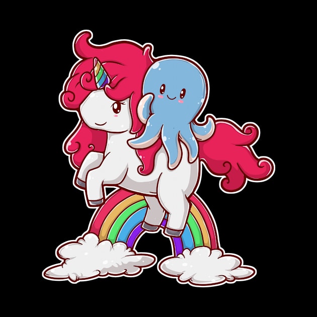 An Octopus Riding a Unicorn Over a Rainbow by Doc21G