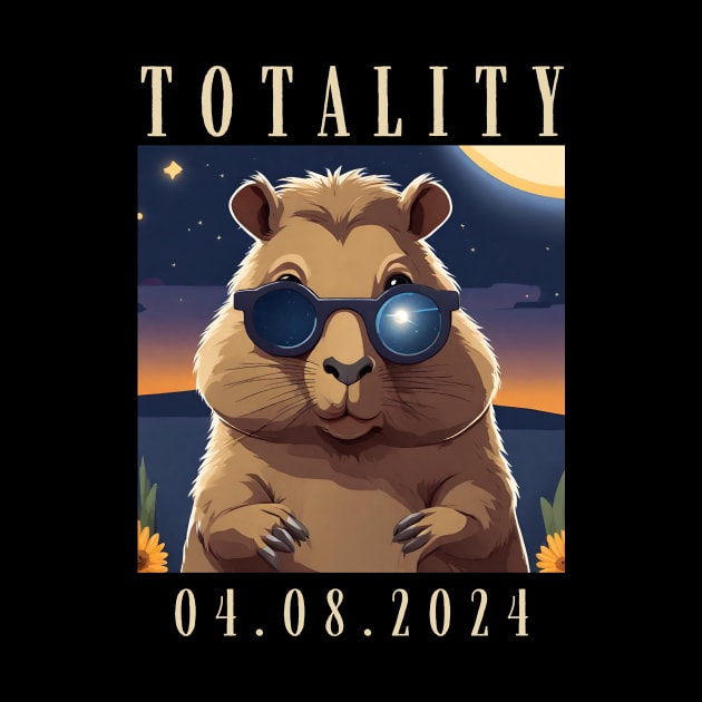 2024 Total Solar Sun April 8 Eclipse Watching Capybara by Little Duck Designs