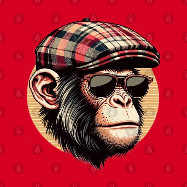 Monkey wearing newsboy hat and eyeglasses by grappict