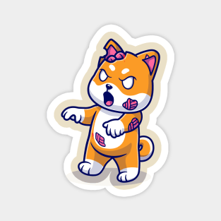 Cute Shiba Inu Dog Zombie Cartoon Magnet