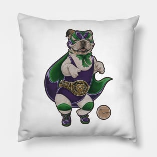 Bulldog Luchador - Dark Outlined Version Pillow