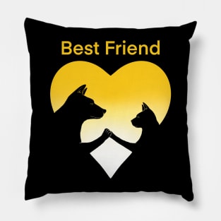 Dog and cat best friend love Pillow