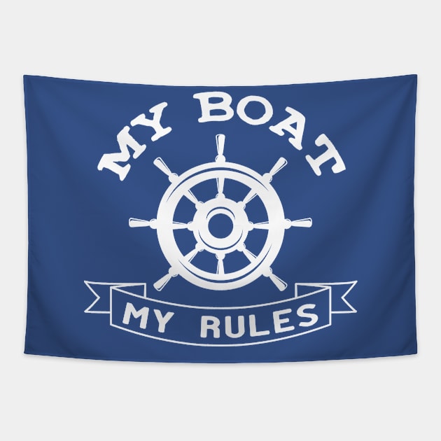 My Boat, My Rules : captain of the boat : boat owner vintage Tapestry by Mosklis