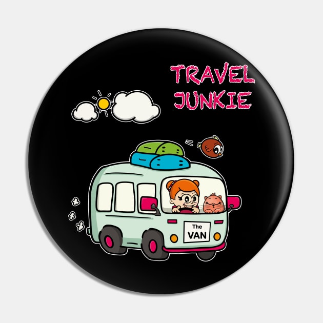 Travel Junkie Pin by Nico Art Lines