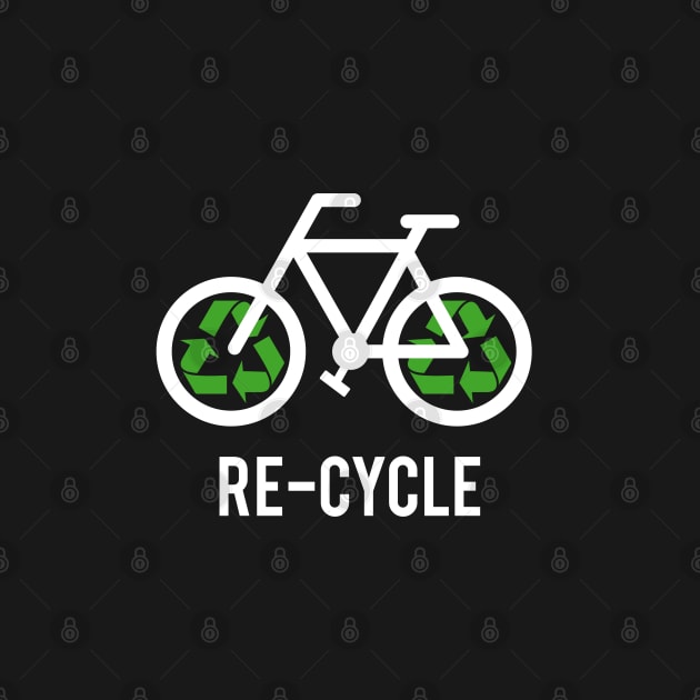Recycle, bicycle with recycling symbol, black t-shirt, black shirt for cyclists by beakraus