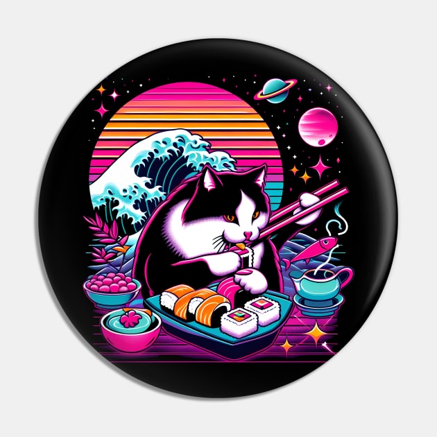 CUTE CAT EATING SUSHI WAVE JAPANESE Pin by athirdcreatives