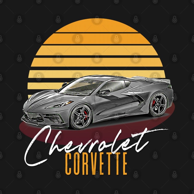 Retro Chevrolet Corvette Sunset Aesthetic Design by DankFutura