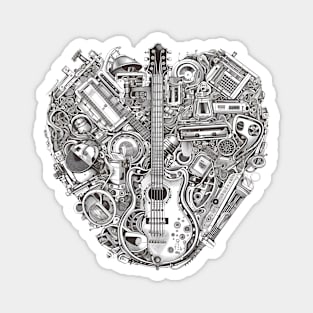 Vintage Guitar Heart Magnet