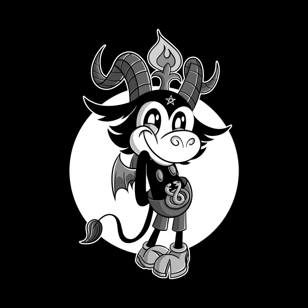 Blackcraft Kawaii fun Baphomet Retro Cartoon. Cute as Hell! by Juandamurai