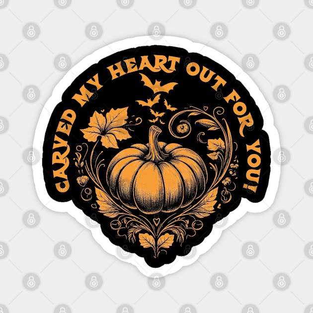 Pumpkin Heart Witch Hat Magnet by JessArty