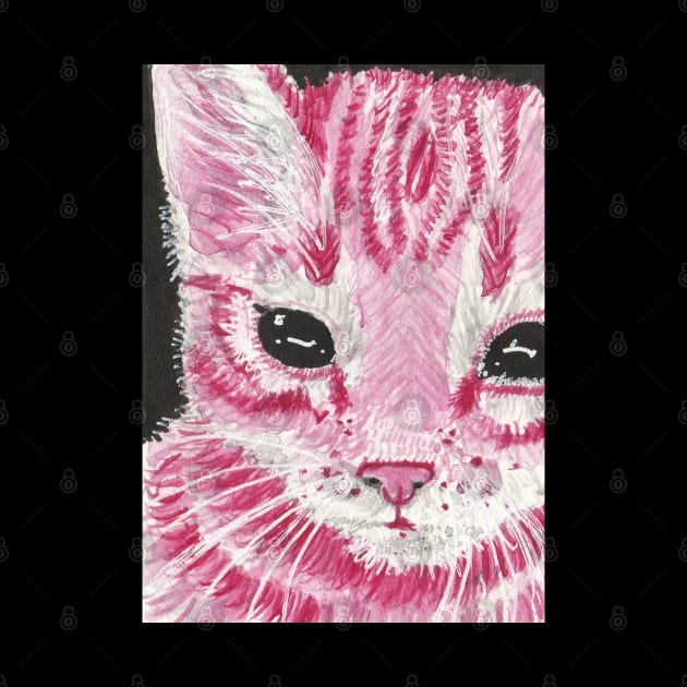 Pink kitten cat face by SamsArtworks