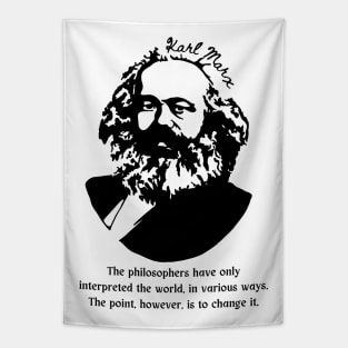 Karl Marx Portrait and Quote Tapestry