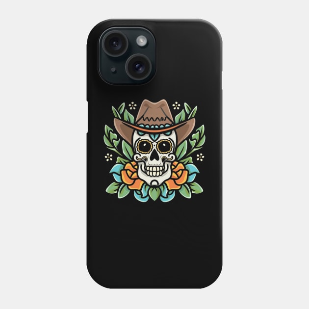 Traditional Cowboy Skull tattoo art Phone Case by Goku Creations