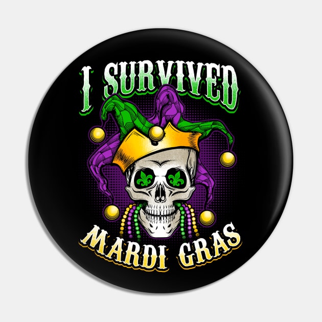 I Survived Mardi Gras Pin by BDAZ