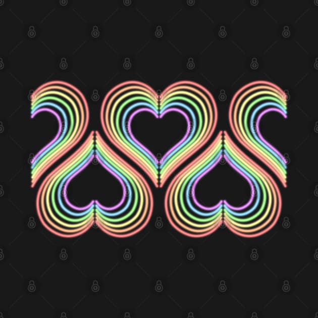 Pastel Rainbow Neon Light Hearts by SpectreSparkC