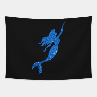 Royal Blue Faux Glitter Mermaid Silhouette Tapestry