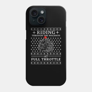 Riding Through The Holidays At Full Throttle Christmas Skull Racer Motorcycle Racing Xmas Santa Phone Case