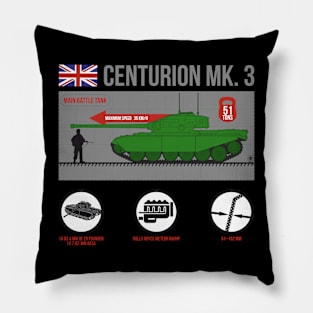 Infographic of Centurion MK.3 british tank Pillow