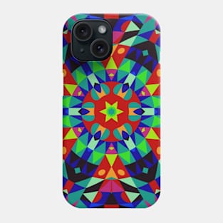 Retro Mandala Flower Green Red and Blue Phone Case