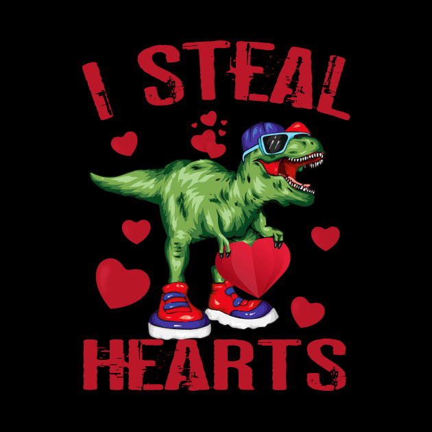 I Steal Hearts Valentines Day Dinosaur T-Rex by sufian