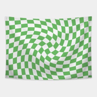 Twisted Checkerboard - Green and White Tapestry